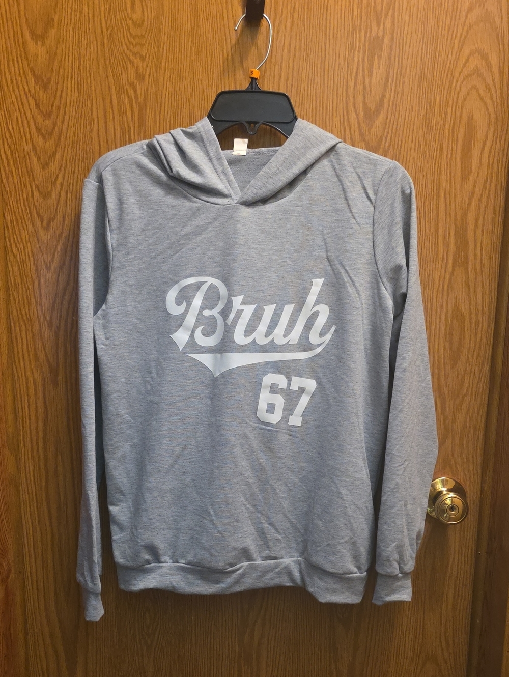 Gray Crewneck Hoodie with 'Bruh 67' Graphic